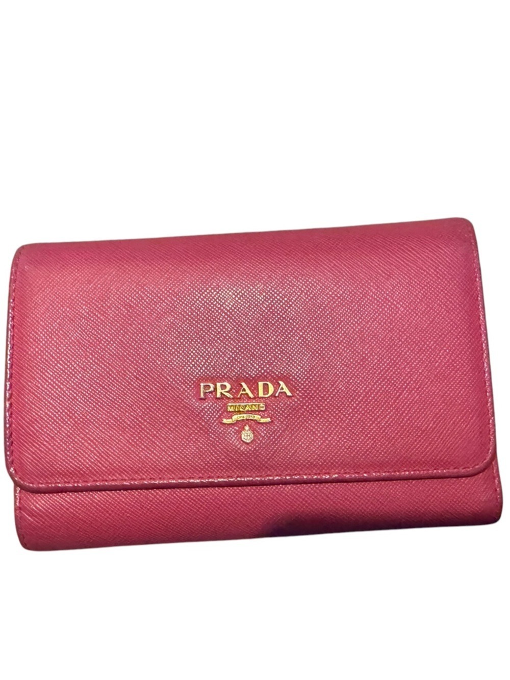 Prada Pink Saffiano tri-Fold Continental Wallet